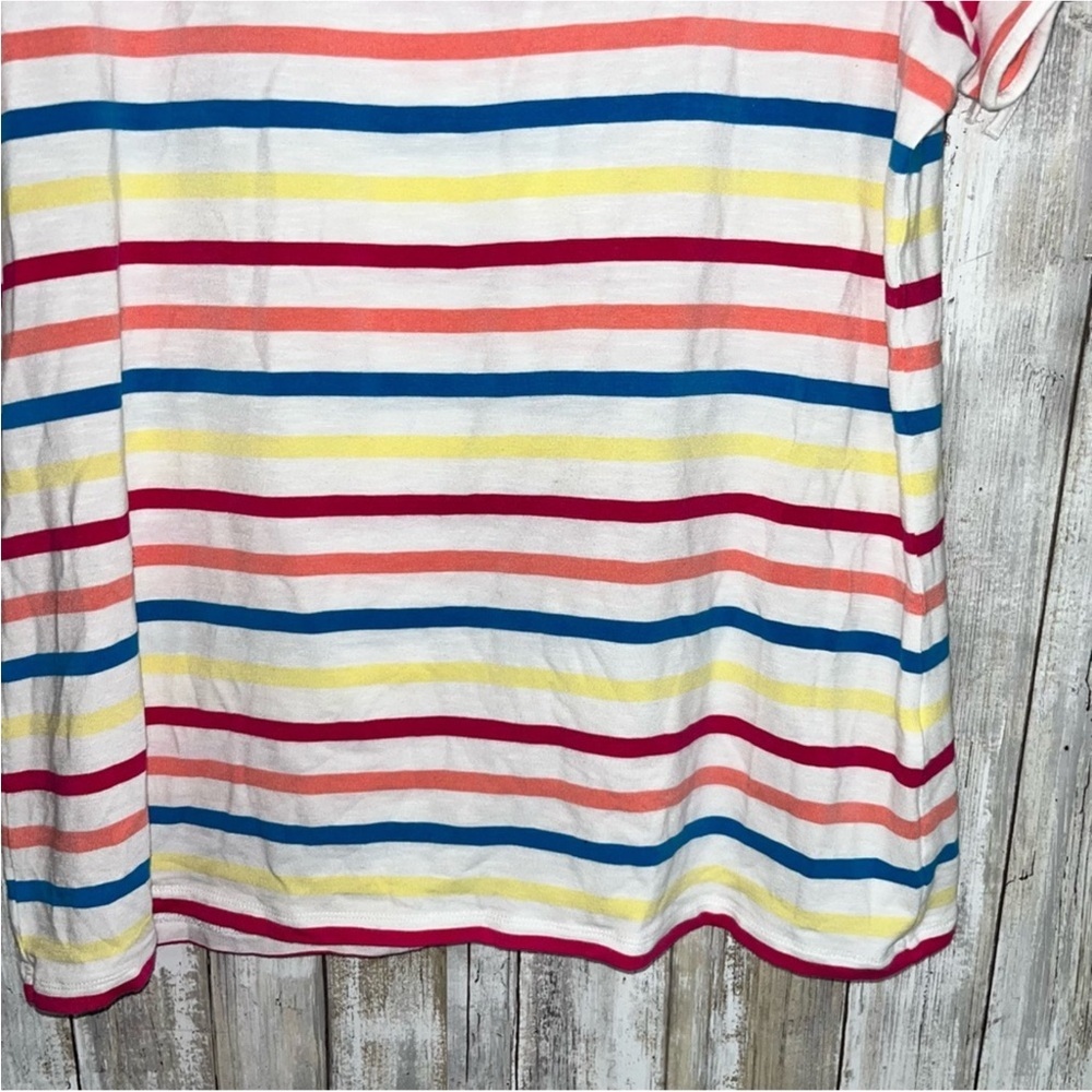 Talbots White Colorful Stripe Open Sleeve Blouse - Picture 2 of 5
